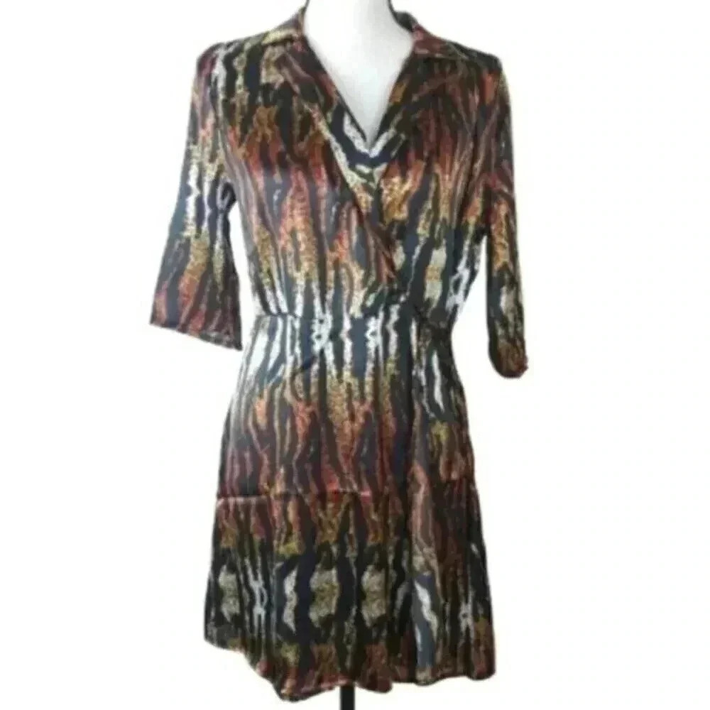 ASOS Satin Wrap Dress Lightweight New With Tags Fall Colors Dress